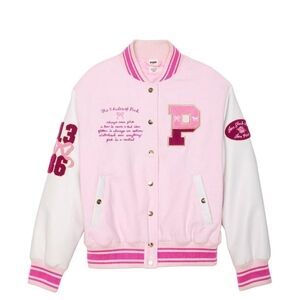 NWT Pink x LoveShackFancy Varsity Jacket Sz MEDIUM